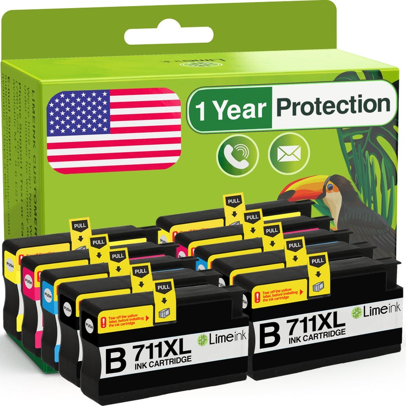 Limeink Compatible Ink Cartridge Replacement for HP 711XL 711 High Yield Ink Cartridges for HP Designjet T120 T520 Printer 10 Pack (4 Black, 2 Cyan, 2 Magenta, 2 Yellow) - Image 1